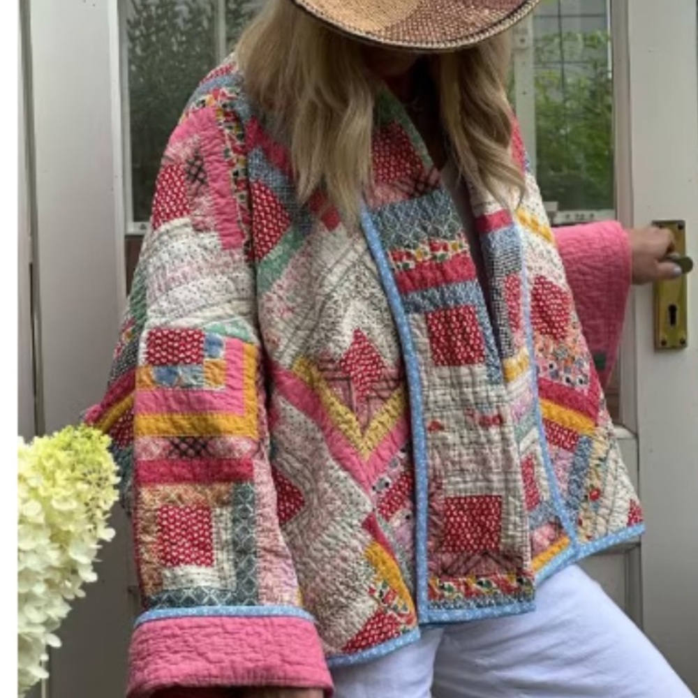 4333. LAST 1! Pink quilted blazer coat jacket Multicolor blazer